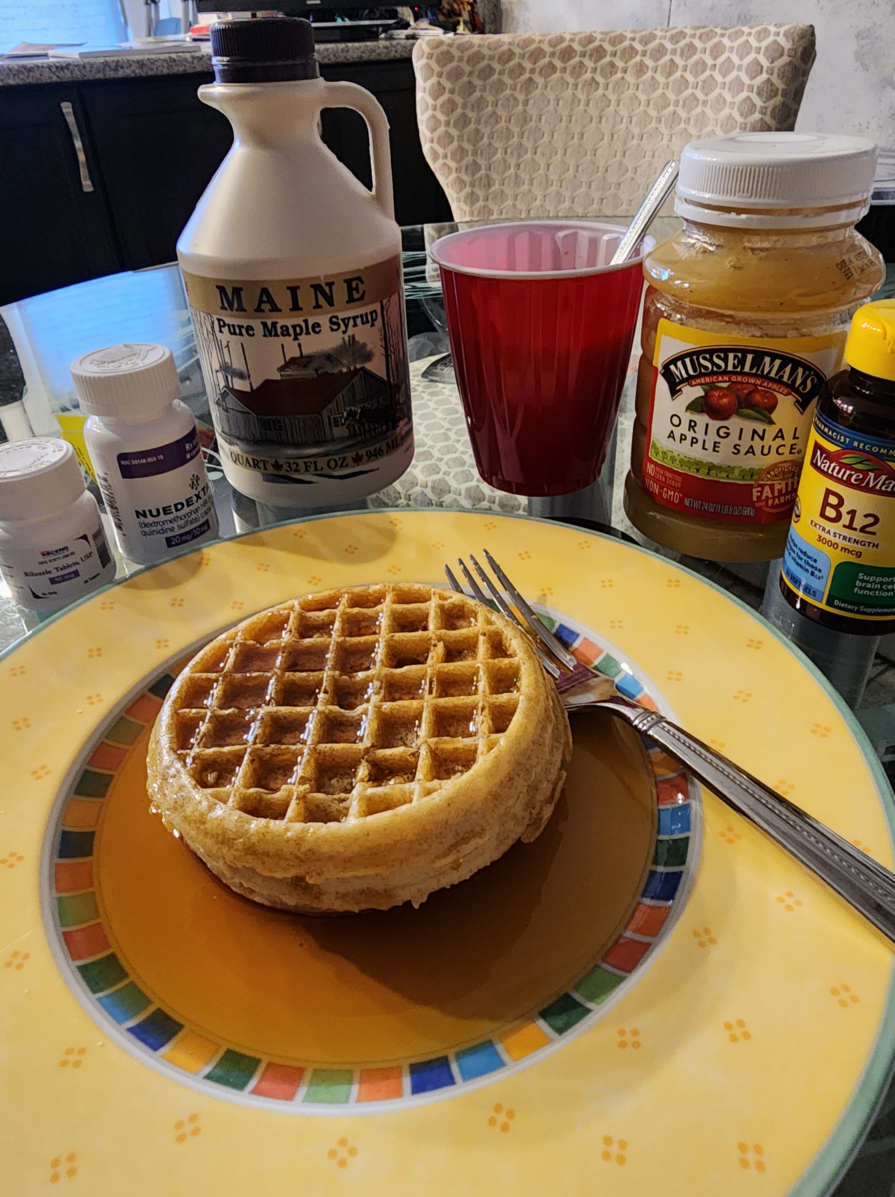 Waffles with lots of syrup 